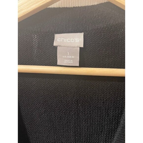 Chico’s Button Front Linen & Cotton Blend Cardigan Size Medium Black NWT - Picture 4 of 9